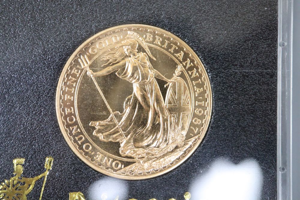 A Royal Mint QEII gold proof £100 one ounce coin.